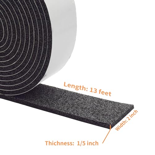 Image of DOBTIM Pipe Insulation Foam Wrap Tape, Self Adhesive with High Resilience for Pipe Insulation Wrap 13 Ft Long x 2 Inch Wide x 1 /5 Inch Thick