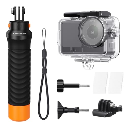 K&F CONCEPT DJI Osmo Action 6 専用 ハウジングケース+浮力スティックキット 防水ケース 60m防水 潜水ケース 水中ハウジング 【滑り止めロック機構】 コールドシュー搭載 アクションカメラ プロテクターケース 防曇シート付き