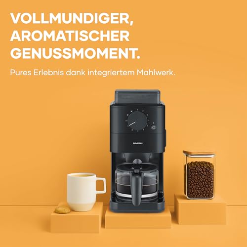 Severin Filter-Kaffeemaschine mit Glaskanne, individueller Mahlgrad, 10 Tassen, 1,25L, Tropfstopp, inkl. Löffel, Permanentfilter, Reinigungsbürste, automatische Abschaltung, 1000W, schwarz, KA 9215 3