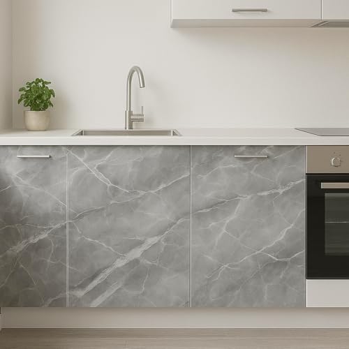 Image of Grey Marble Wallpaper for Self Adhesive Kitchen Wall Stickers, Wallpaper, Waterproof, Oilproof and and Heat Aluminium foil Stickers for Kitchen (Size:60 * 200 CM)(Pack of 1)