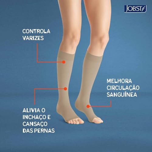 Image of JOBST 115482 Opaque Compression Stocking, Knee High, 20-30mmHg, Open Toe, Large, Natural