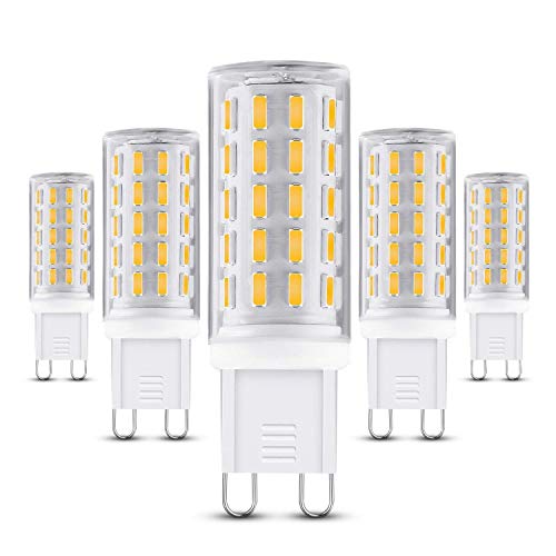 Preisvergleich Produktbild G9 LED Lampe,5er Pack 5W 400 Lumen, 3000k warmweiß Energiesparlampen und Kein Flackern G9 LED Leuchtmittel Ersatz 40W G9 Halogenlampe, 360° Abstrahlwinkel MEHRWEG [Energieklasse A++]