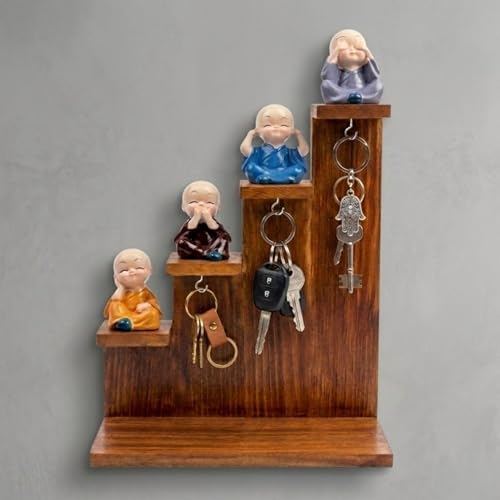 Image of Cute Mini Buddha Idol Statue for Car Dashboard,Resin Buddha Monk Showpiece, Decoration Items Buddha for Table Decor Living Room Home,Showpiece, Fantasy (Mini Budha with Stand)