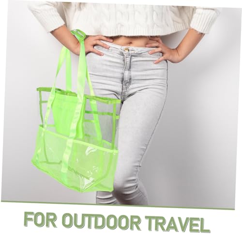 Mipcase Capacity Mesh Beach Bag Sandproof Tote with Pockets for Family Outings Foldable Lightweight Transparent Handbag for Swim Pool Vacation Essentials3