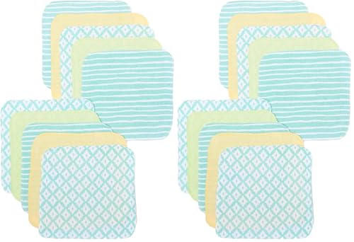 Image of Spasilk Washcloth Wipes Set for Newborn Boys and Girls, Soft Terry Washcloth Set, Pack of 20, Green Diamonds