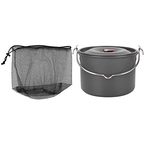 Hanging Pot Camping Pot Single Pot Antioxidant Materials Curved Handles Slot Design Rivets Fixed for Outdoor Camping Hiking Cooking