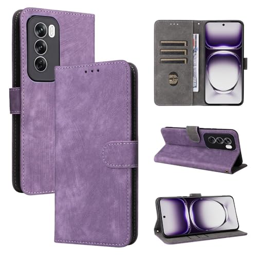 Étui Oppo Reno 14F 5G violet clapet aimanté housse protection cuir rétro