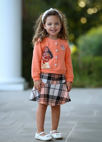 Image of Disney Frozen Elsa Minnie Princess Girl Outfit Knit Top & Tweed Skirt Set 2-13Y