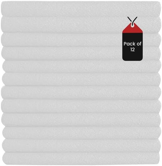 Premium White Huck Towels – (12 Pack) 15 x 30 inches 100% Cotton Bulk Towel for General Cleaning, Auto Shop, and Hospital Use, Super Absorbent, Machine Washable Cloth 15 x 30 in. (12 Pack) White