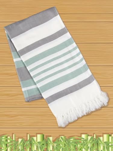 Image of RAMRAJ COTTON Unisex Bamboo Bath Towel ST (Green 3)|Towel Size:83x160cm