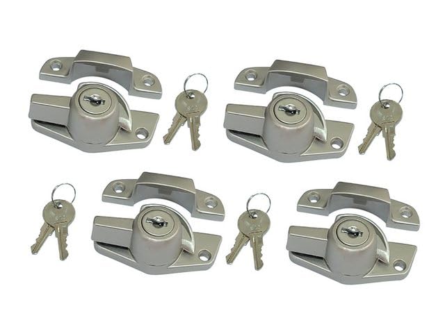 QCAA Heavy Duty Keyed Sash Lock, Child-Proof Security, Only Unlock with Key, CTC 1.77", Nickel Plated, 4 Pack, Made in Taiwan
