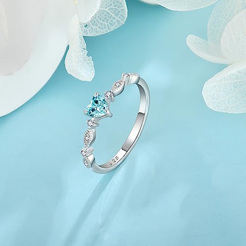 925 Sterling Silver Stackable Rings Birthstone Promise Rings Thin Half Eternity Halo Cubic Zirconia Wedding Band Rings Jewelry for Women Her, Size 5-102