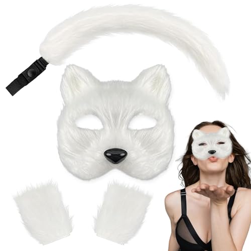 Traje De Cola De Gato - Conjunto De Traje De Cosplay Gato, Conjunto Versátil De Guantes Y Colas De Máscara De Gato | Conjunto De Trajes De Cosplay De Gato, Enmascarado Para Vacaciones De Traje