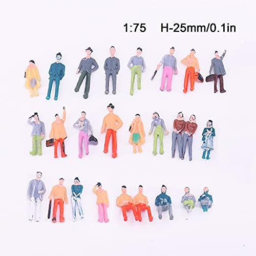 100 Pcs Mini Personen Figurine Handgemalte Tiny Passagiere Statue Sand Tabelle Modell Menschen Figuren Winzige Menschen Sitzen Und Stehen FüR Miniatur Szenen, Zug, Eisenbahn, Sandtisch, MaßStab 1:75