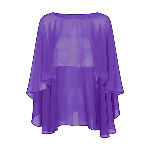 Womens Capes Capelets Soft Chiffon High Low Shawls and Wraps Shrug for Formal Party Dress