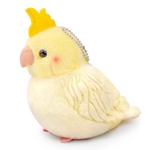 Frankiezhou Home Yellow Cockatiel Plush Toy - Cute Yellow Parrot Stuffed Animals Keychain Toy 5inch, Soft Plush Toy Cockatiel Keyring Pendant Dolls, Gift for Backpack Handbag Charms