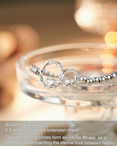 Tarsus Eternal Love Connected at Heart Interlocking 2 Circles Bracelet - Sister Gifts for Birthday, Christmas, Big and Little Sisters2