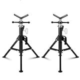 ExploreHorizon 2PCS Pipe Jack Stand, Heavy Duty Pipe Stand, 2500LB Jack Stands Carbon Steel with Portable Folding Legs 28-52 Inch Height Adjustable 1/8'-12' Capacity