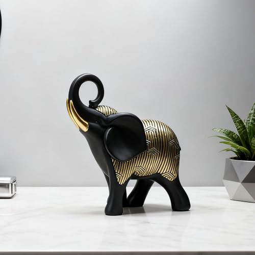 Figura decorativa de elefante negro y dorado 8.66x7.87x2.76 in miniatura 6