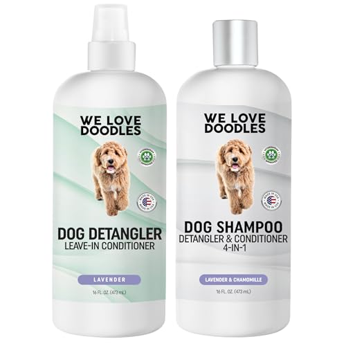 We Love Doodles Dog Shampoo & Dog Detangler Spray Pack - Pet Shampoo & Conditioner for Dogs, Doodle Detangler Spray, Cleans & Moisturizes, Reduces Tangles & Mats, Lavender, Total 32 oz