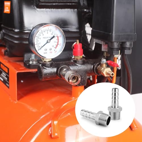 QZKJQDD 2 Stück Schlauchtülle Edelstahl, Reduktion Schlauch Widerhaken Adapter, 10 MM Barb auf 1/2\ BSP männlich Schlauch Barb, Schlauchverbinder, Kompression Fittings für Wasser, Industrie