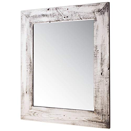 Drakestone Designs Mirror with Barnwood Frame | Wall Mount | Handmade Rustic Reclaimed Wood | 22 x 26 Inches (Whitewash)