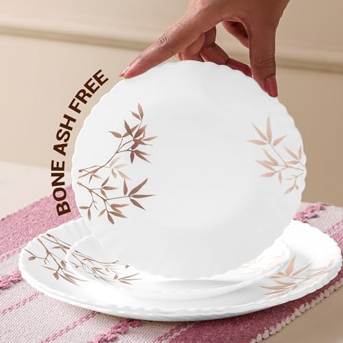 Image of Treo by Milton Opalware Aurelia Arashi Dinner Set of 6 | Serving for 2 | Microwave & Dishwasher Safe | Bone-Ash Free | Tempered Toughness | Plates & Bowls | Crockery Set for Dining & Gifting