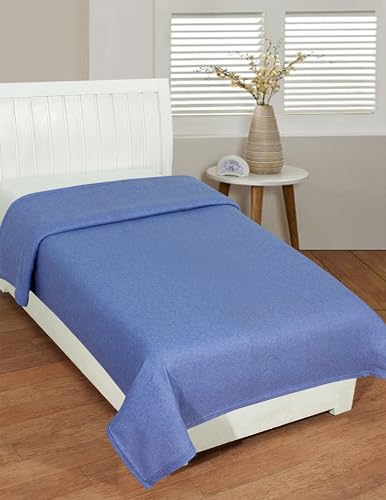 Image of Dream Living Woolen Blanket Warm and Super Soft Single Bed Blankets for All Season Multipurpose Polar Fleece /Summer 300 TC AC Blanket /Single Bed Blanket /Light Weight Blanket (Blue, Pack of 2)