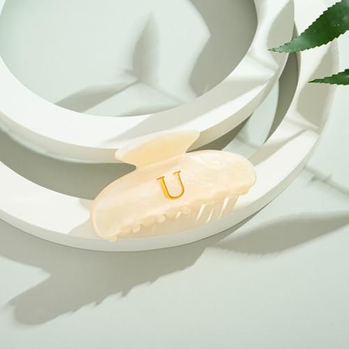 Image of LILIE&WHITE Acrylic Letter Hair Clips For Women Stylish U Initial Hair Claw Alphabet Hair Clip Fashion Glitter Monogram Claw Clip Elegant And Durable Hair Accessory Large Hair Clips U