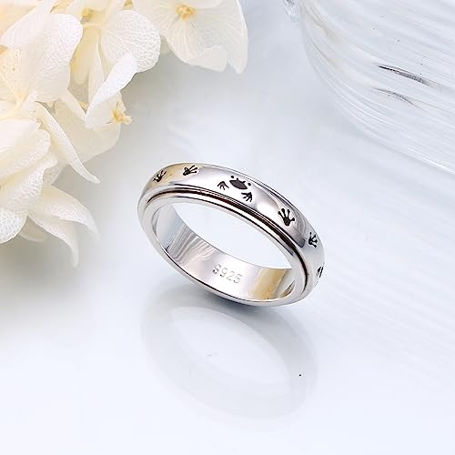 DAOSHANG Frog Paw Fidget Ring Sterling Silver Anxiety Rings, Spinner Rings Fidget Rings for Anxiety for Women Teens (6)
