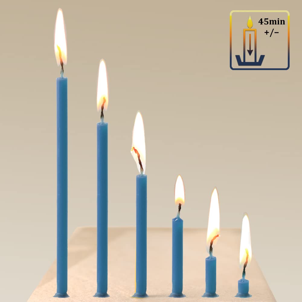 NKlaus - 50x Stick Candles Light Blue drip-sootfree Thin L 16cm Quality Paraffin Wax 36111, 16 cm - Image 3