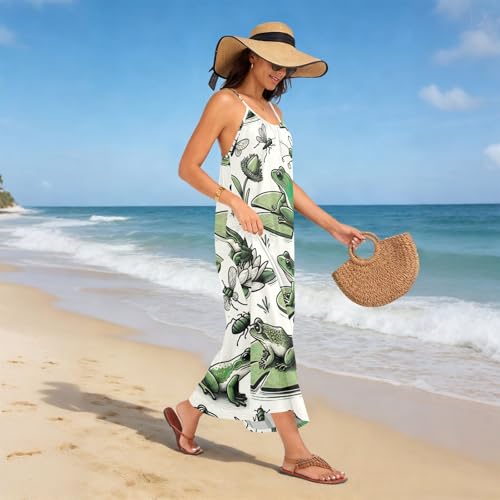Robe d'été grenouilles mignonnes dos nu à bretelles pour femmes - 2