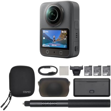 DJI Osmo 360 Camera Adventure Combo, Waterproof 360° Action Camera with 1-Inch 360° Imaging, Extended Battery Life with 3 Batteries, Native 8K 360° Video, 105GB Built-in Storage