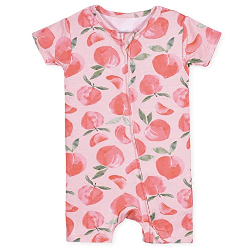 Image of Gerber Baby Buttery-Soft Short Sleeve Romper with Viscose Made with Eucalyptus