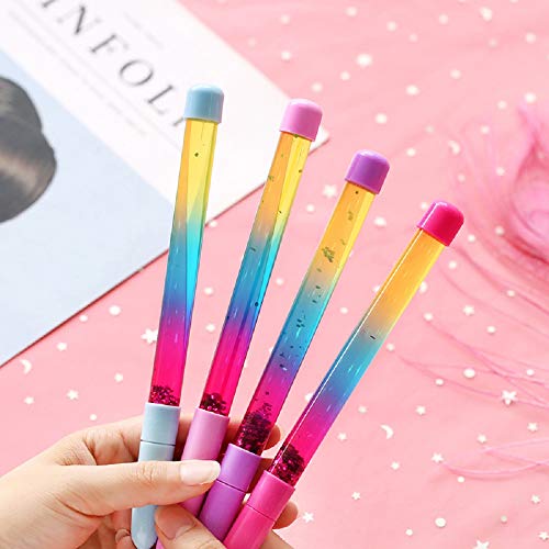 Acfun 4 bolígrafos de bola con brillo líquido y tinta de gel miniatura 3