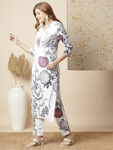 Image of ANNI Designer Women's Chanderi Straight Printed 2Pc Kurta Set