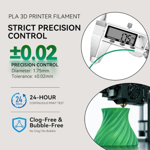 Image of Kingroon PLA 3D Printer Filament, Dimensional Accuracy + /- 0.02 mm, 1 kg Spool(2.2lbs), 1.75 mm,Green