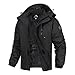PrimeCrest Winterjacke Herren Jacke Fleecejacke Skijacke Wasserdichte Warme Thermo Gefüttert Softshell Ski Winter Tactical Hoodie Jacke Männer Snowboard Dicke Outdoorjacke Softshelljacke Schwarz 3XL
