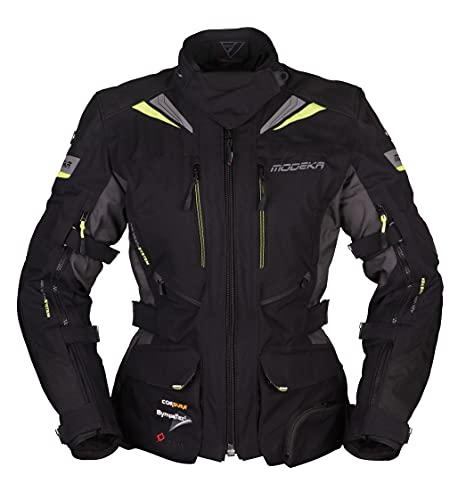 Modeka Panamericana Women's Textile Motorcycle Jacket Black/Neon 36