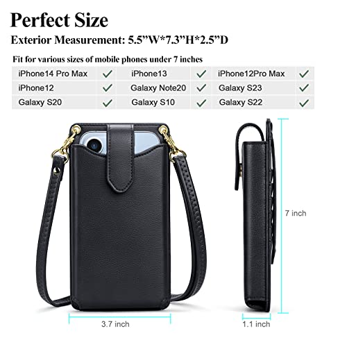 RONSIN Small Crossbody Cell Phone Purse for Women Vegan Leather Crossbody Phone Bag with RFID Card Slots Adjustable Strap4
