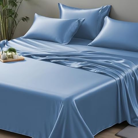 LINENWALAS Organic Bamboo Silk Double Flat Sheet Cover