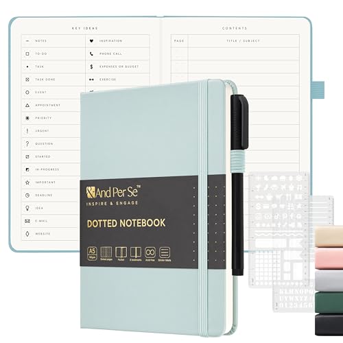 Carnet de notes à pois A5 en cuir cyan pour structurer vos projets