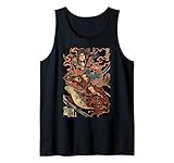 Japanese Retro Artwork Samurai Riding Giant Toad Vintage Art Tank Top