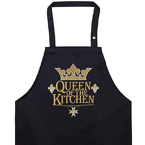 Tablier de cuisine avec poche centrale ajustable modèle brodé Queen pour femme