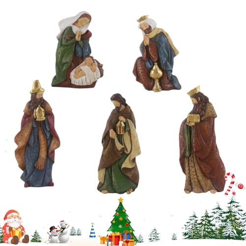 Statue Nativité en résine et figurines de Noël traditionnelles pour maison