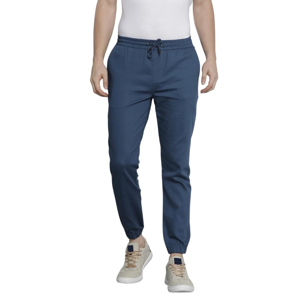the indian garage co Men's Slim Fit Mid Rise Solid Mid-Rise Stretchable Chino Joggers-picture-42
