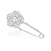OBONNIE Silver Tone Sparking Micro Pave Layered Petal CZ Rose Flower Cardigan Sweater Safety Pin Brooch