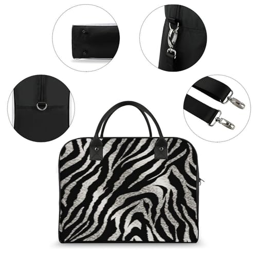Maletín para portátil estampado cebra blanco y negro con correa ajustable miniatura 6