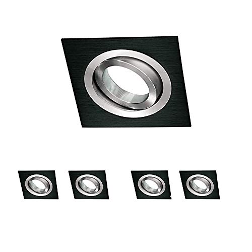 Wonderlamp Clasic W-E0 Foco empotrable cuadrado, Negro, 5 UNIDADES
