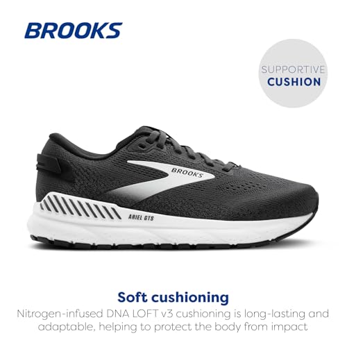 Brooks Women’s Ariel GTS 24 Supportive Running & Walking Shoe - Ebony/Black/White - 7.5 Medium - image 2